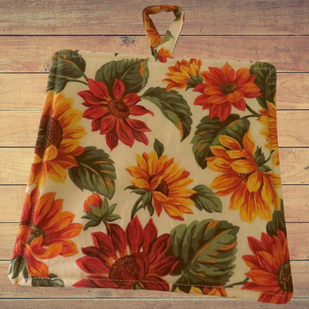 Handmade Potholder, Sunflowers